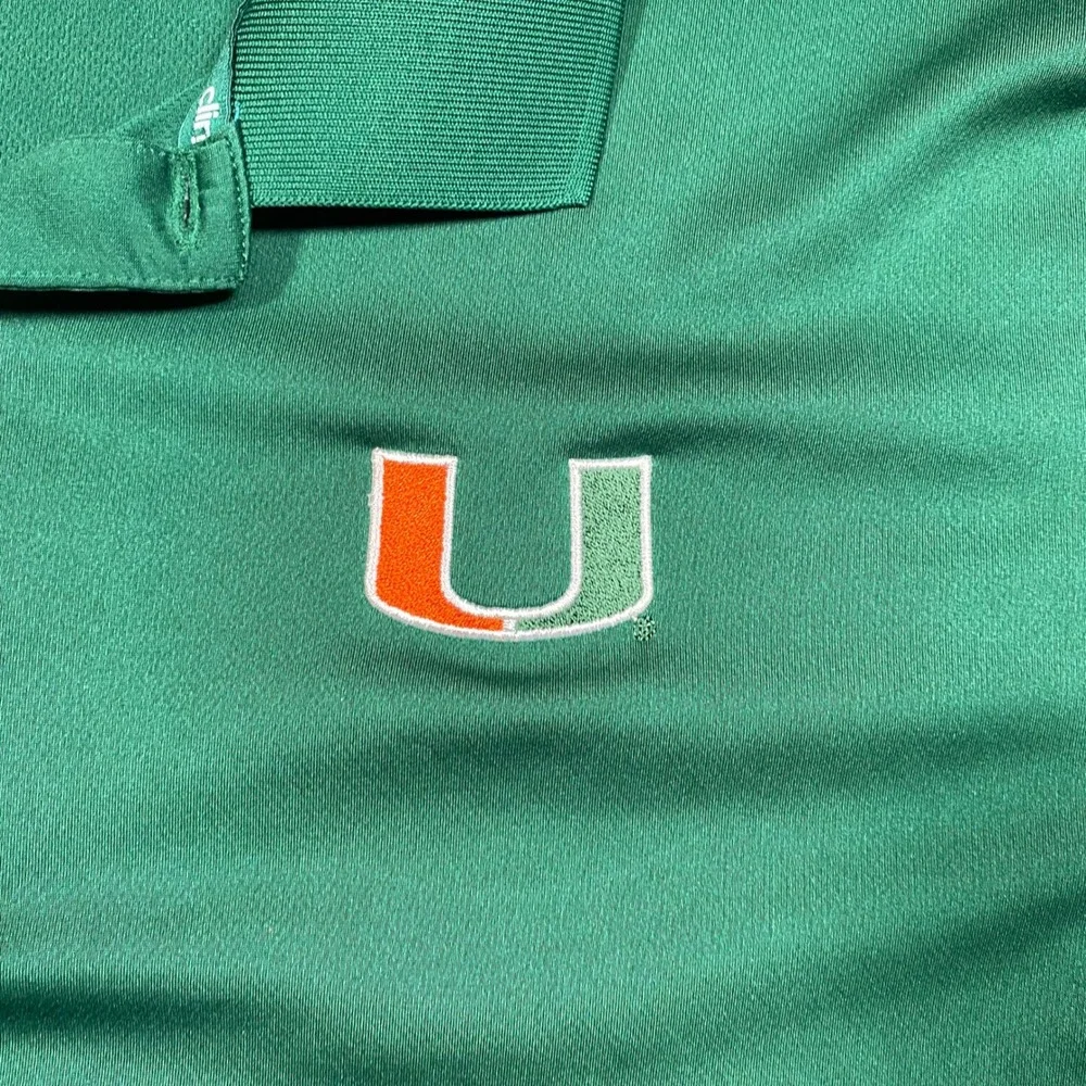 Adidas Mens Miami Hurricanes Climacool Polo Shirt Green Large‎ BC4779